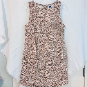 Old Navy Brown and White Printed Sleeveless Shift Dress